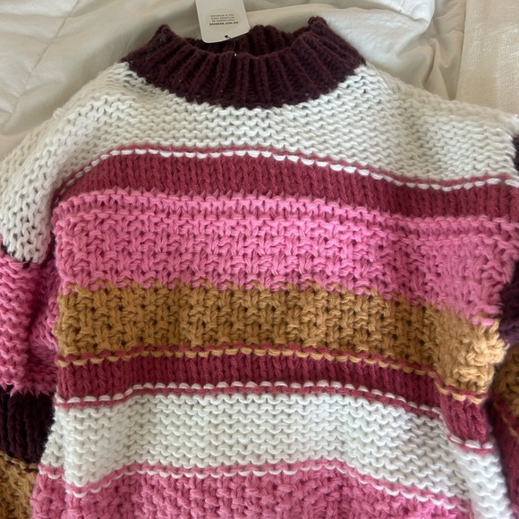 American Threads Pink and Brown Striped Sweater - Picture 2 of 6
